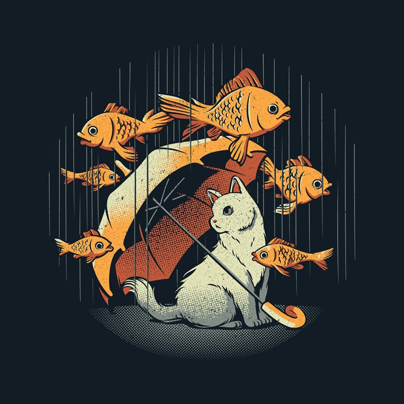 A Day In A Cat’s Life Golden Fish In The Rain