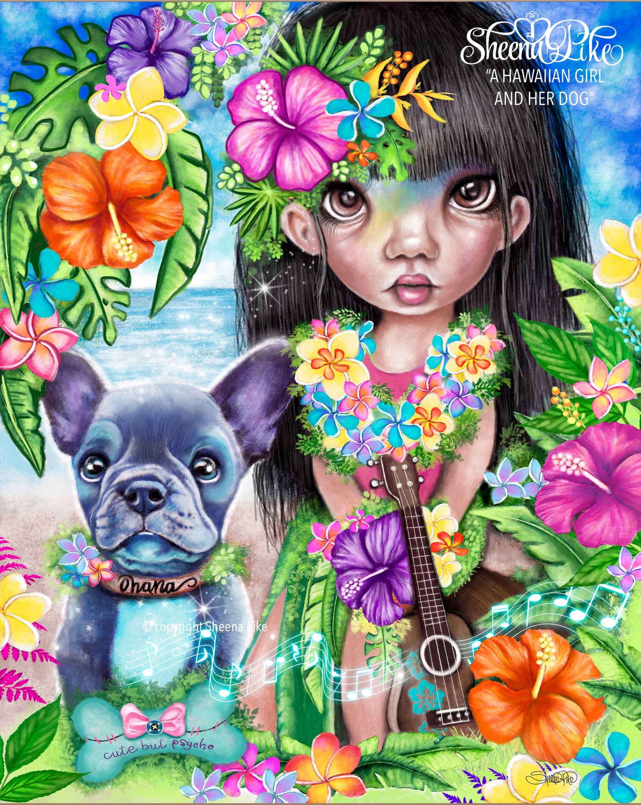 A Hawaiian Girl and Her Dog