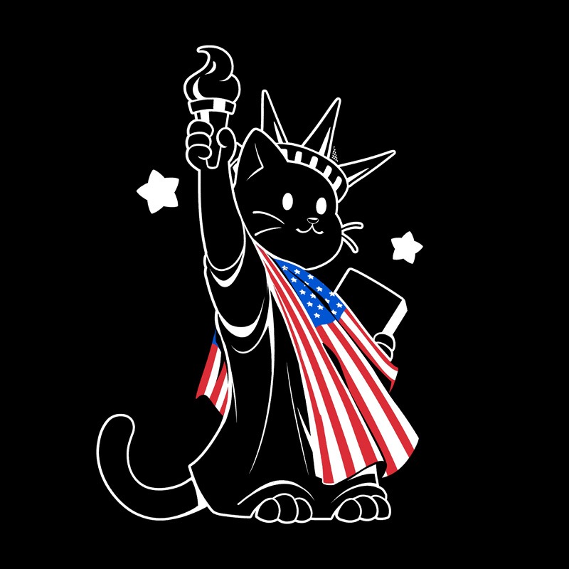 American Flag Liberty Statue Cat
