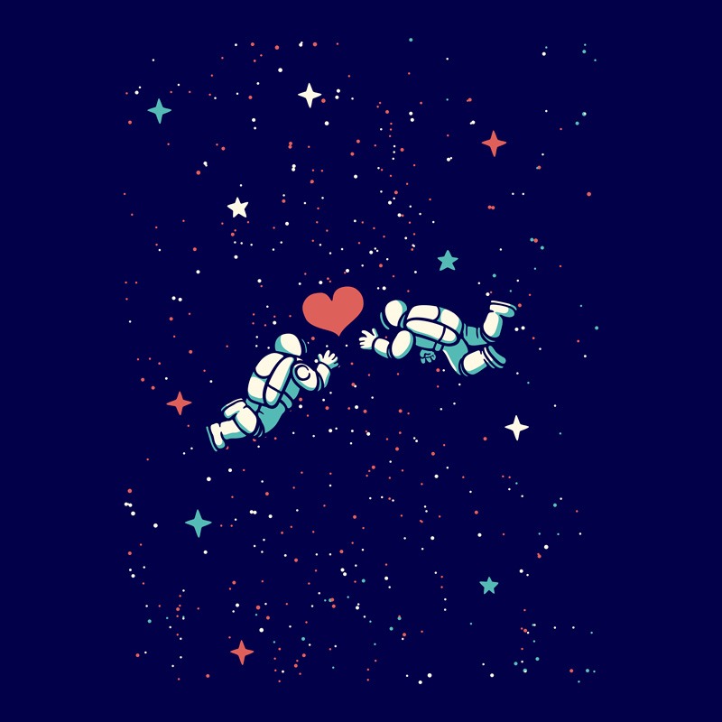 Astronaut Floating in Space Navy