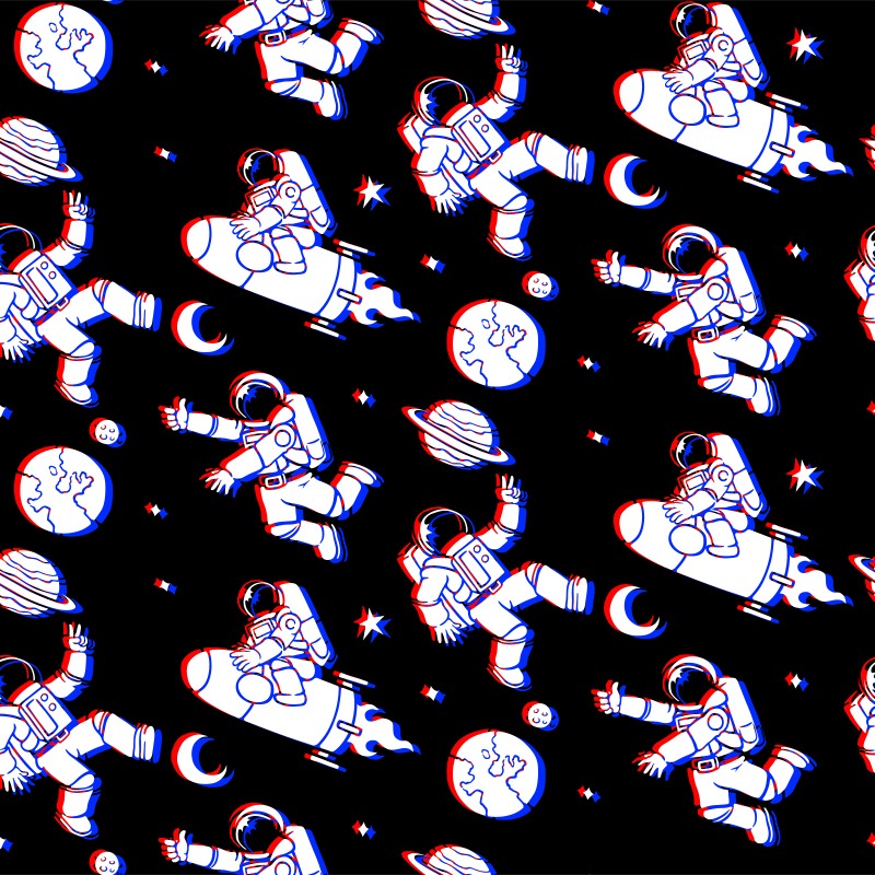 Astronaut Galaxy 3D Pattern