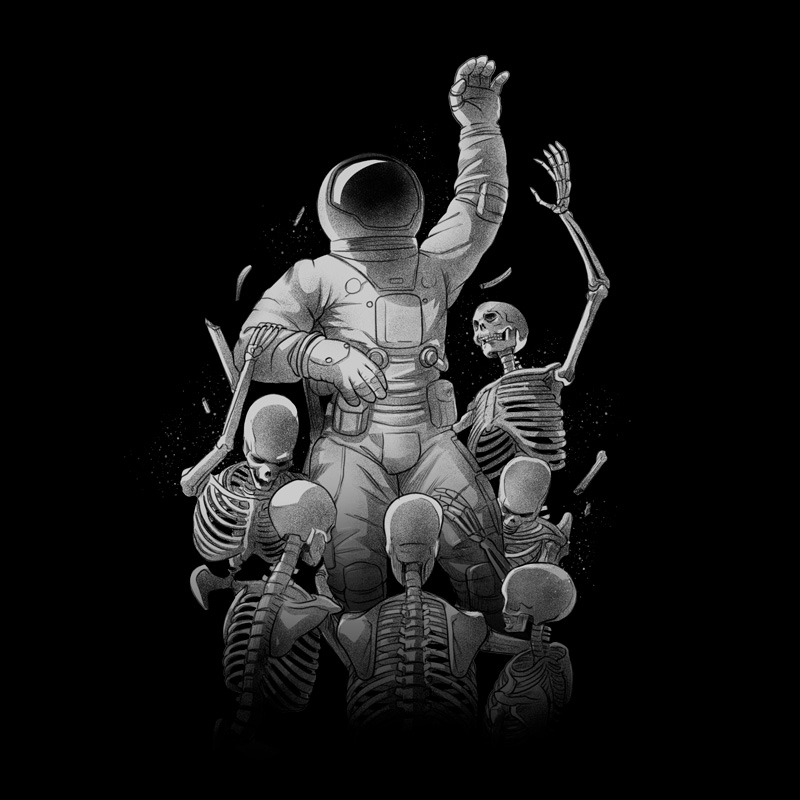 Astronaut Skeleton Scaping Hell