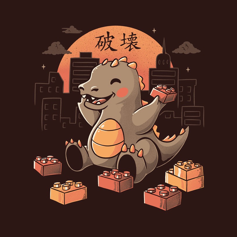 Baby Monster Japanese Vintage Destroying City