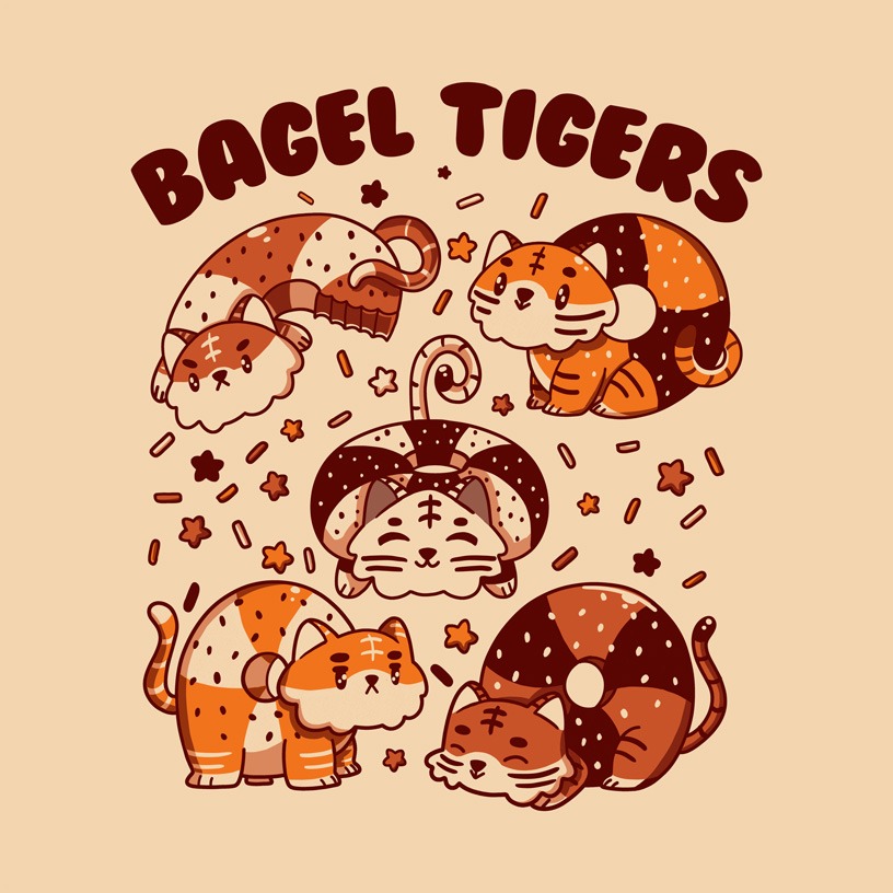 Bagel Tigers Breakfast Animals