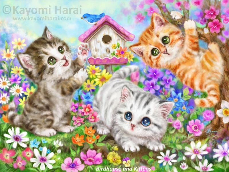 Bird house And Kittens