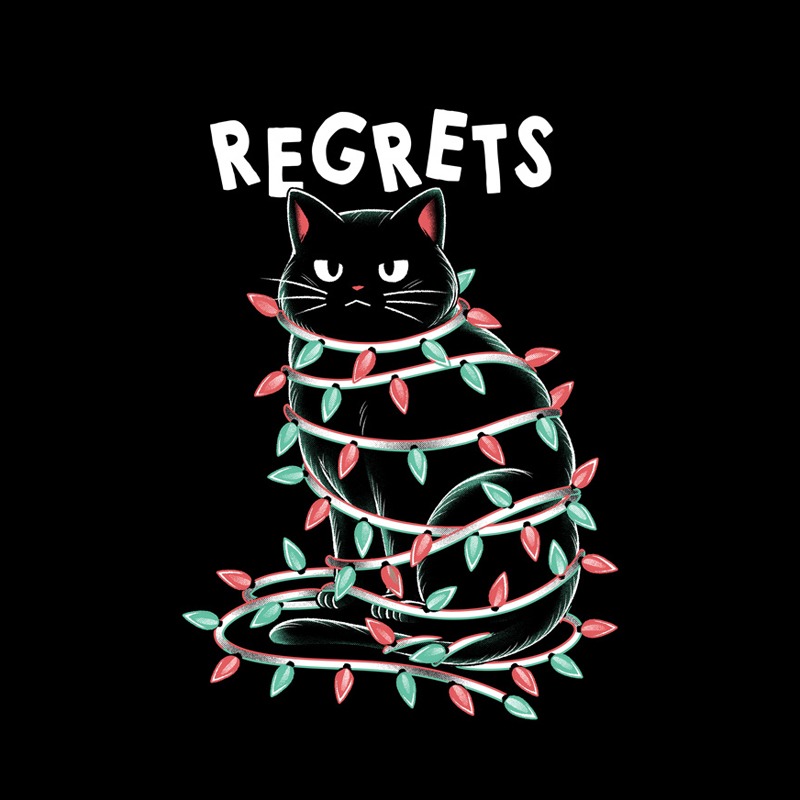 Black Cat Tangled Up on Christmas Lights