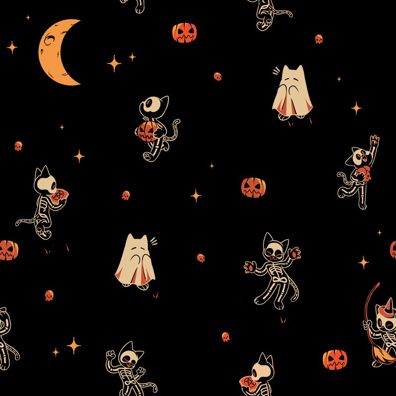 Black Cats Tree Pattern