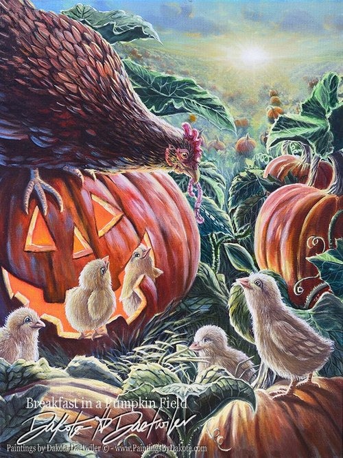 Breakfast in a Pumpkin Field