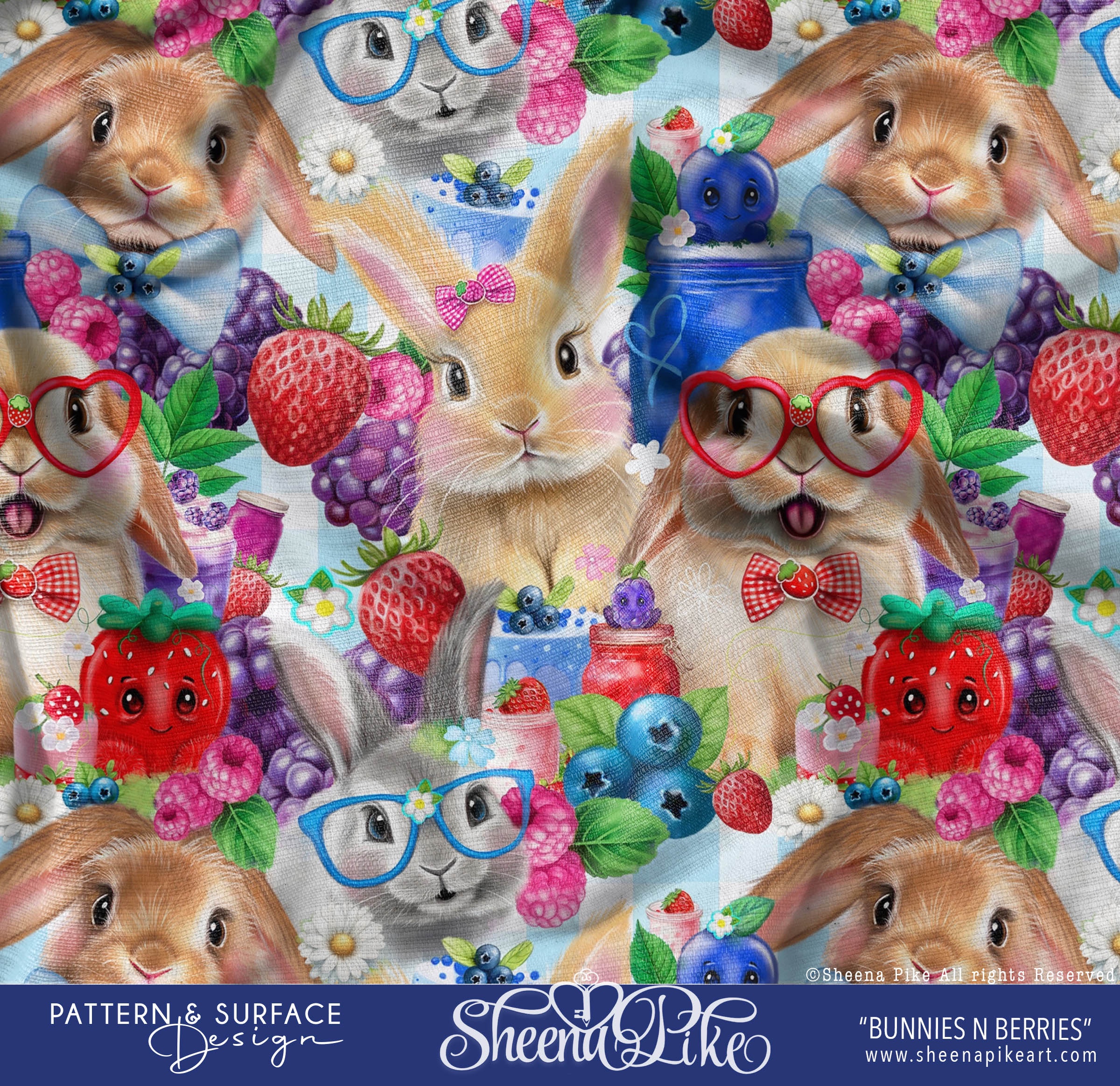 Bunnies n Berries Pattern
