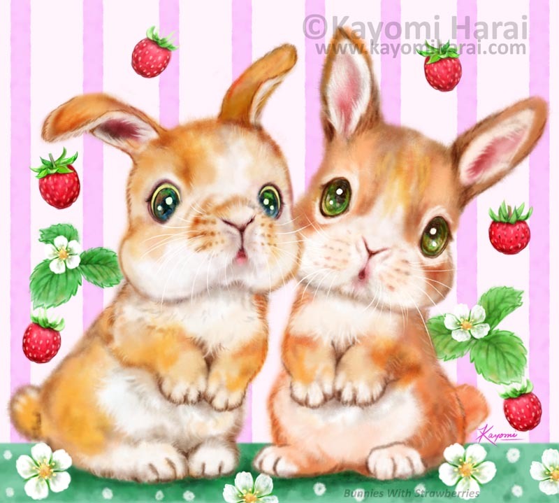 Bunnies With Strawberries