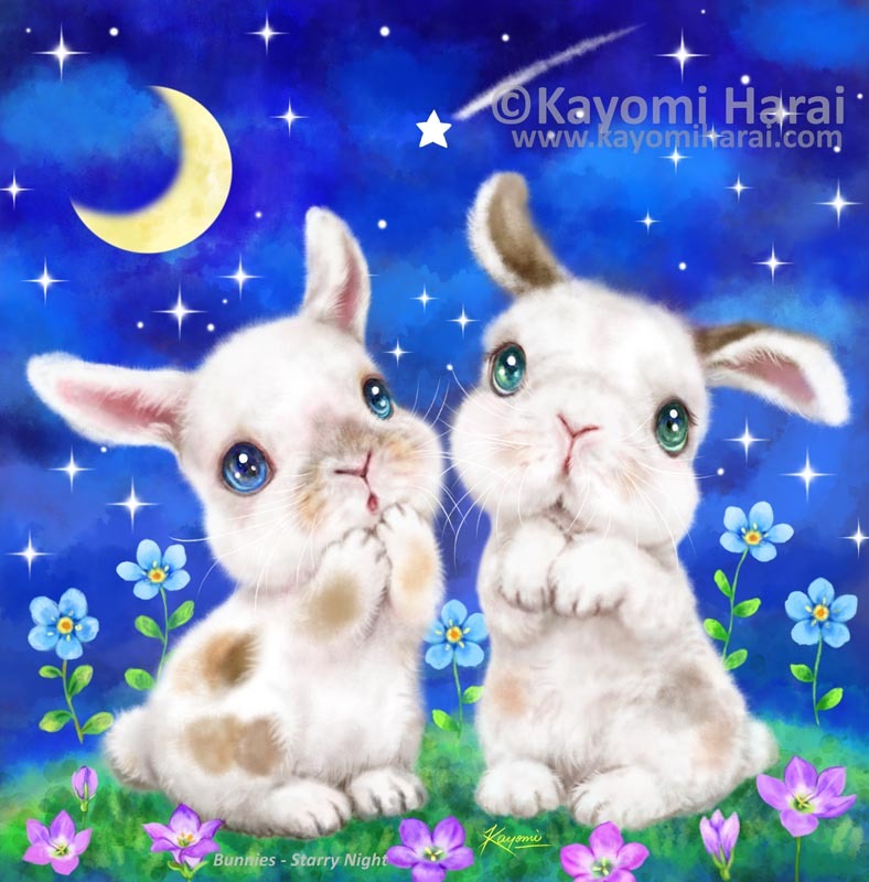 Bunnies Starry Night