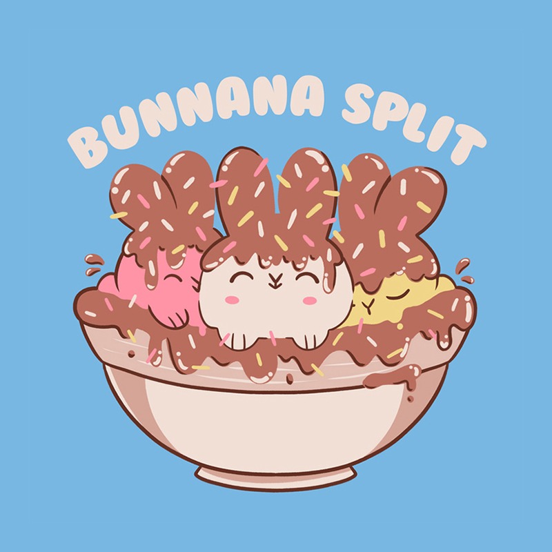 Bunny Banana Split Ice Cream Cute Animals