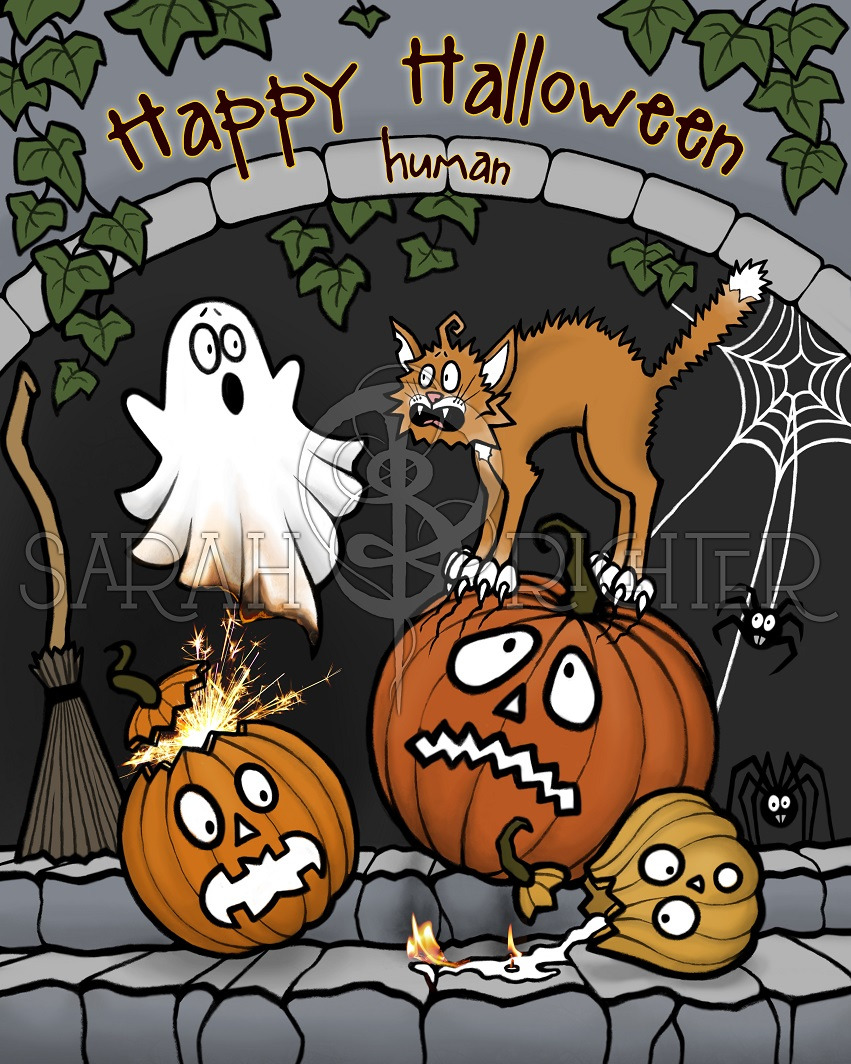 Burning Cards “Happy Halloween”