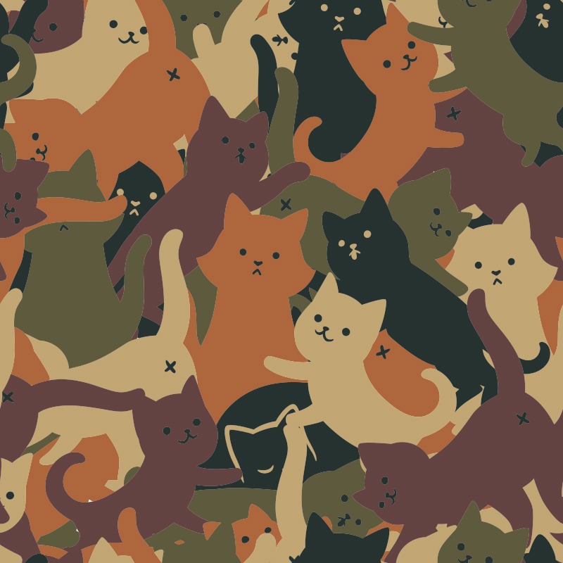 Camouflage Cat Orange Army