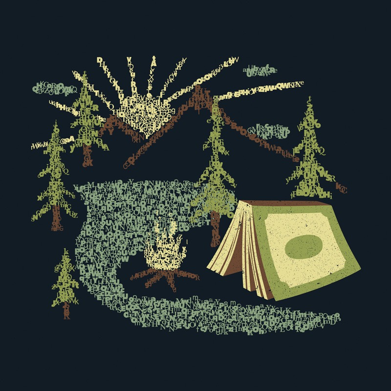 Camping Inside a Book I Love to Read Illustration Made With Letters