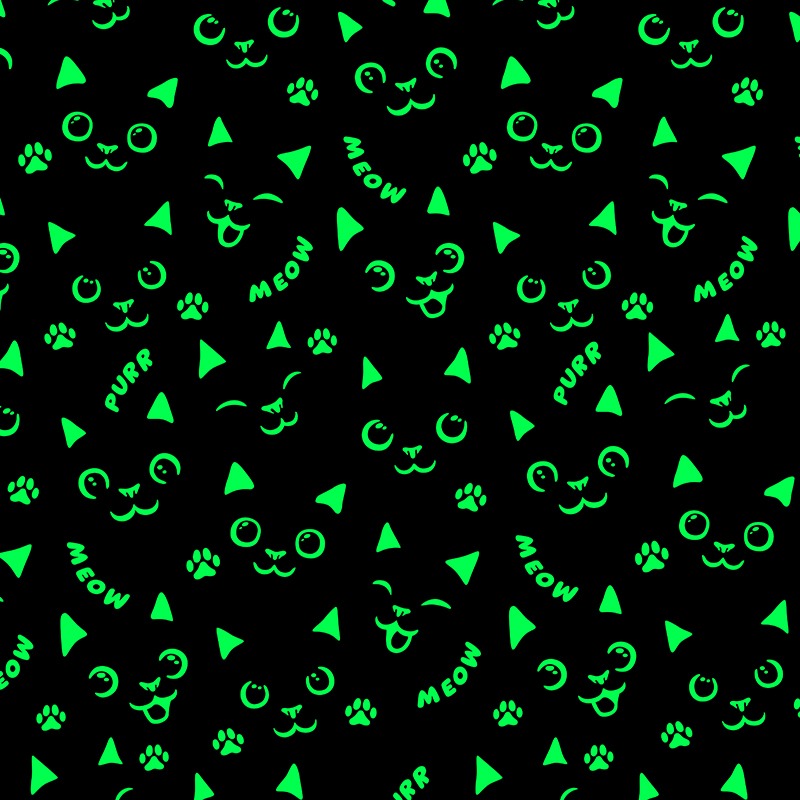 Cat Face Cat Paws Green