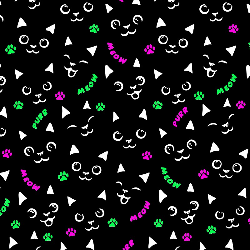 Cat Face Cat Paws Neon