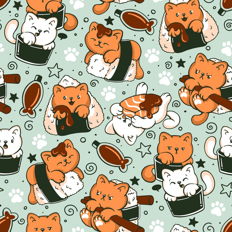 Cat Sushi Pattern