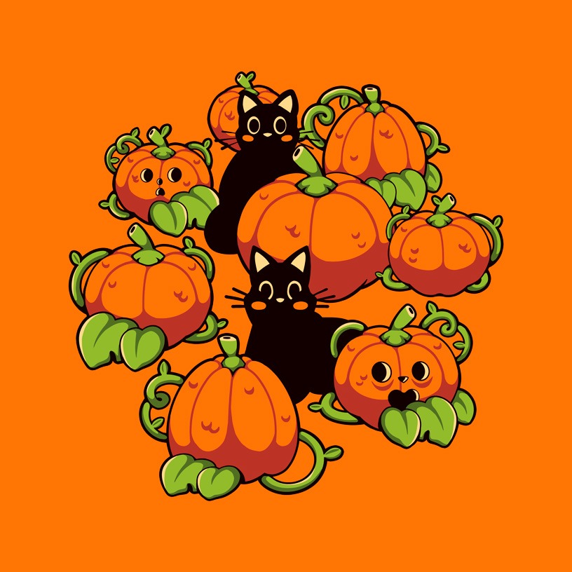 Cats and Pumpkins Kawaii Halloween