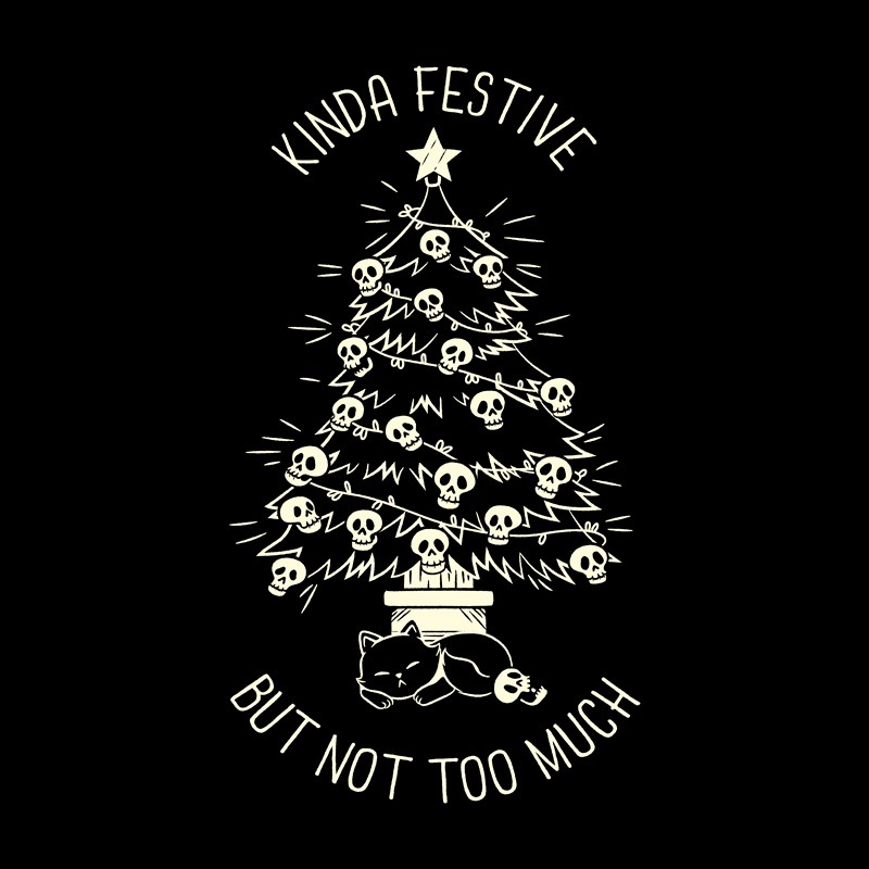 Christmas Tree Little Skulls Black Cat Xmas Kinda Festive