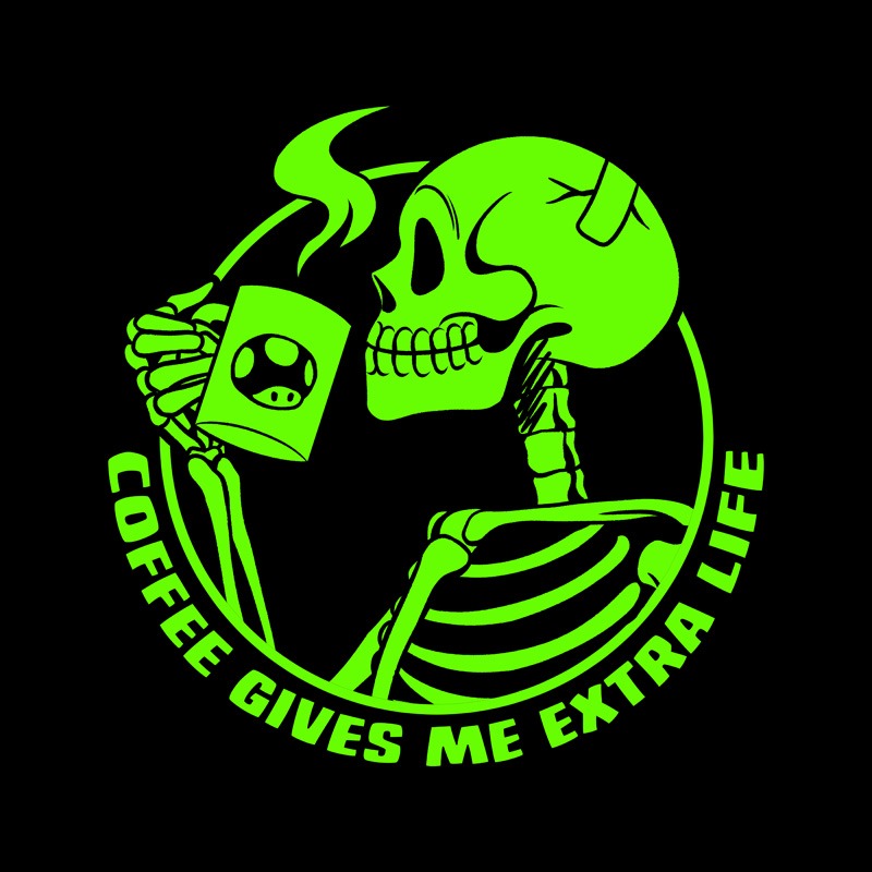 Coffee Gives Me Extra Life Skeleton