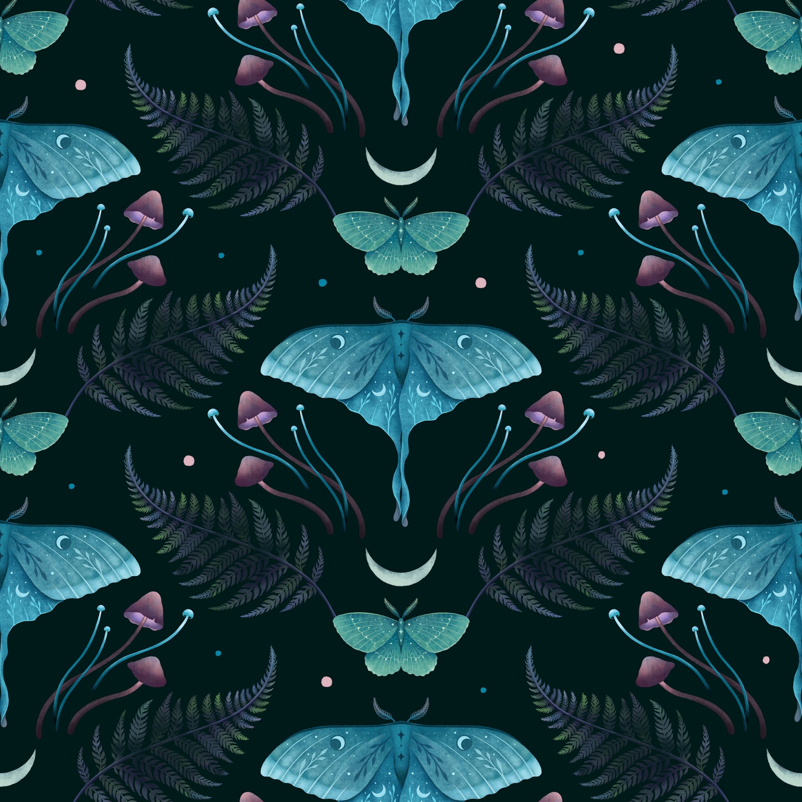 Luna and Emerald Blue Pattern