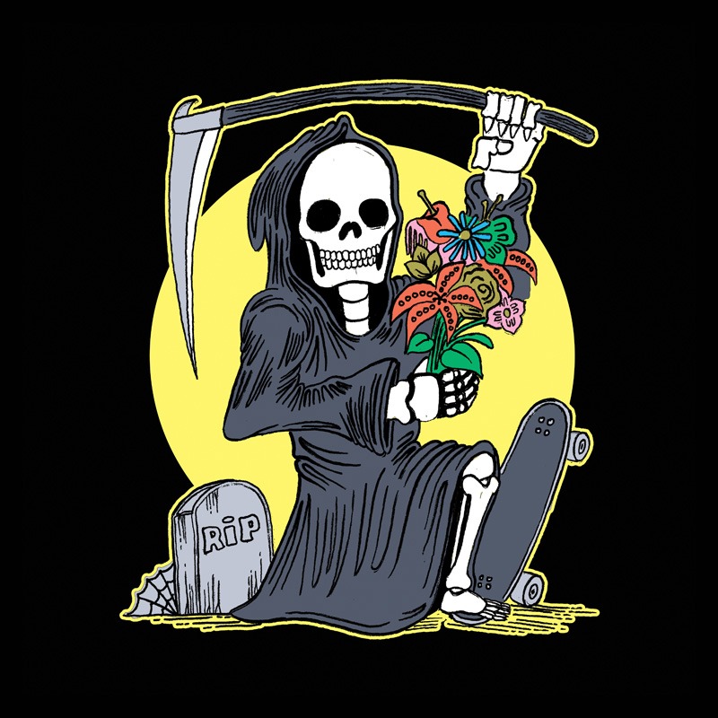 Death Holding a Flower Bouquet