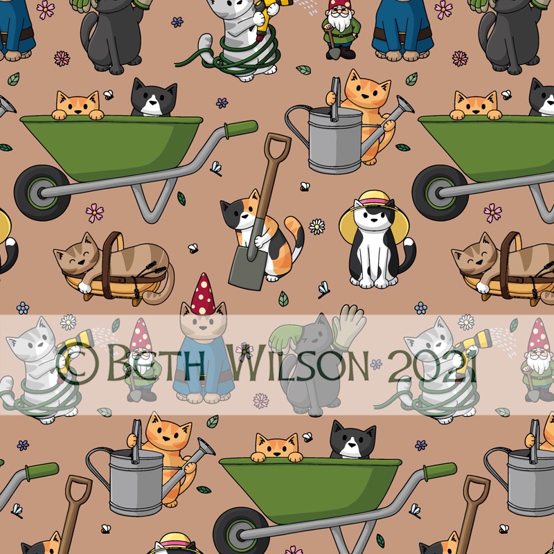 Gardening cats pattern