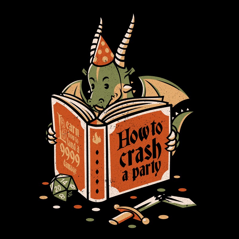 Dragon Reading a Book RPG Party Crashing