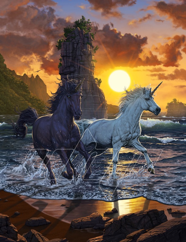 Unicorns in Sunset