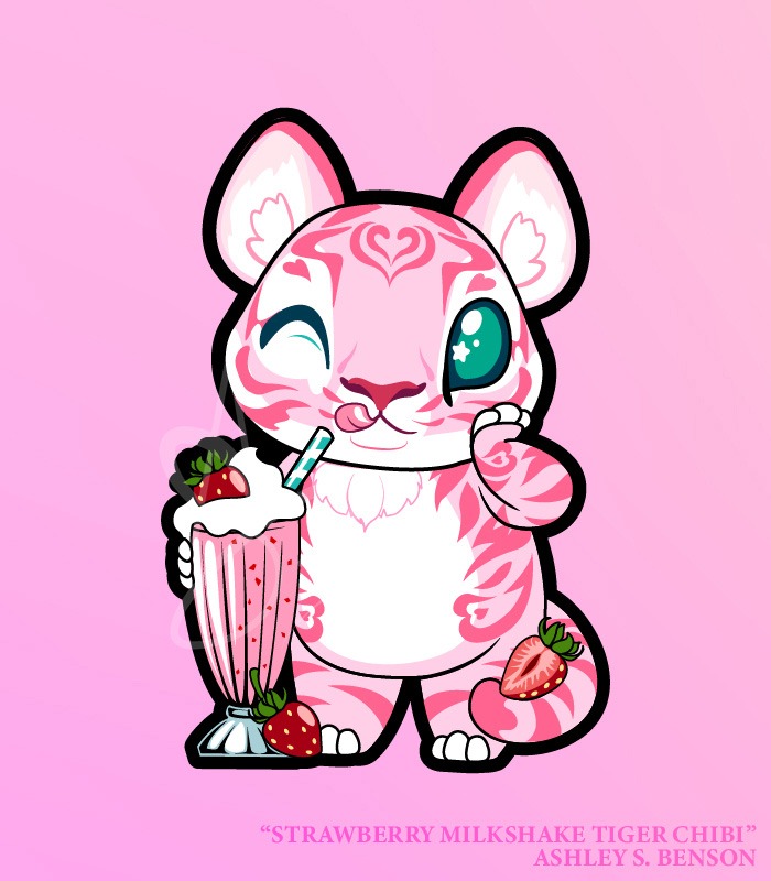 CHIBI FAUNA FRUITS- Strawberry Milkshake Tiger