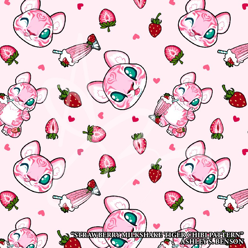 FAUNA FRUITS: Strawberry Milkshake Tiger Pattern