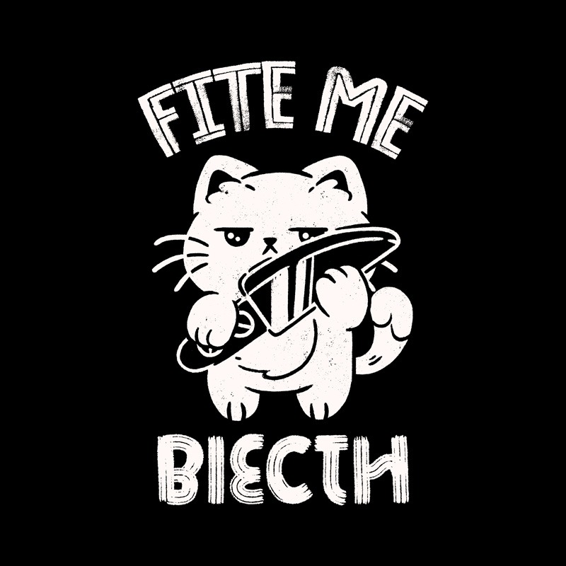Fite Me Biecth Funny Cat BW