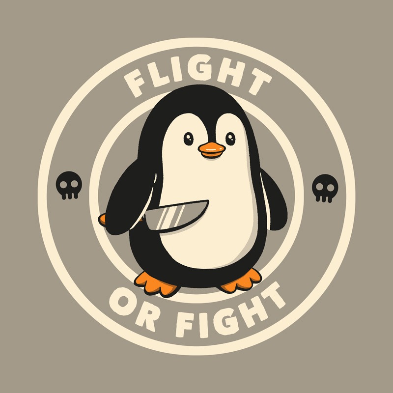 Flight or Fight Funny Penguin