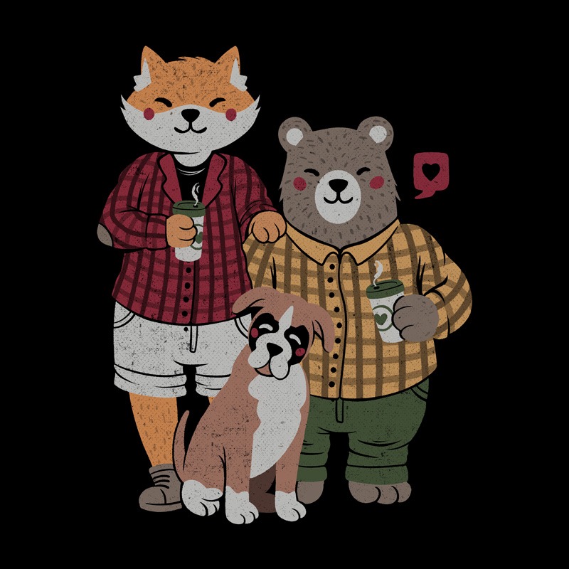 Fox Bear Boxer Coffee Valentines