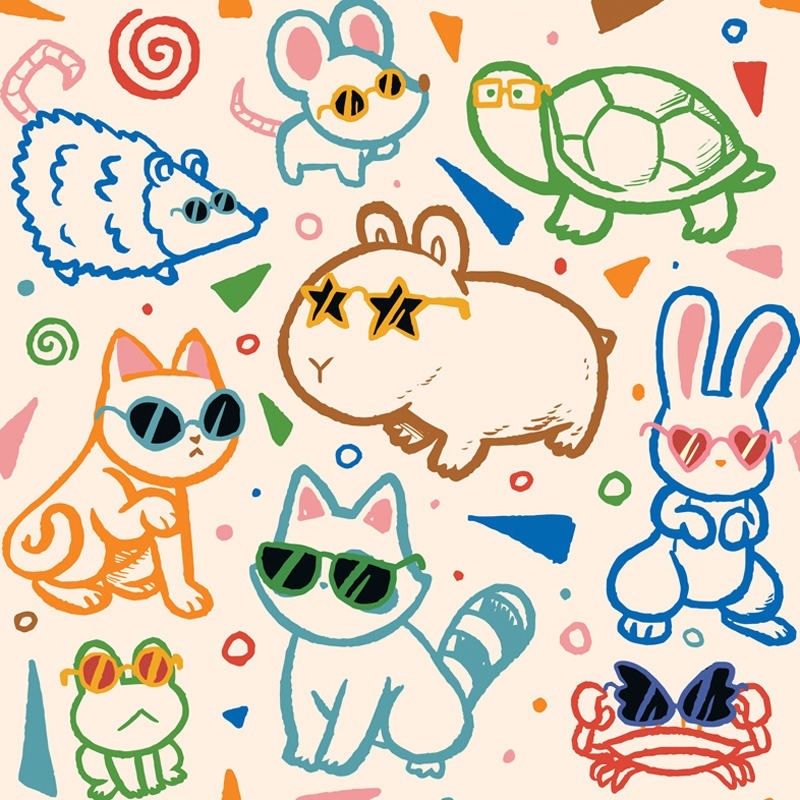 Funny Cool Animals Childlike Pattern