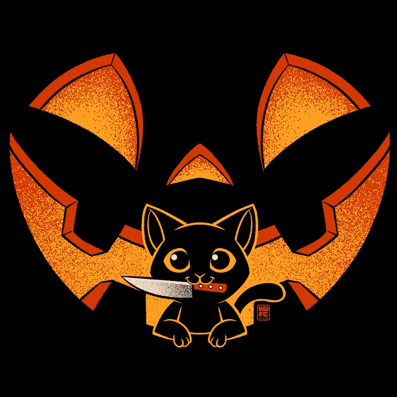 Halloween Pumpkin Cat Knife Inside