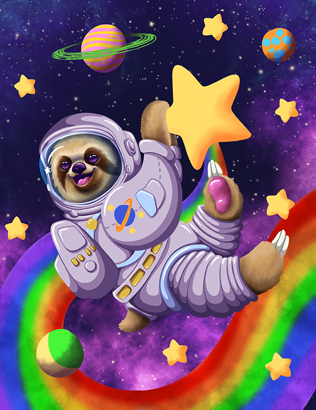 Space Sloth Hanging on a Star