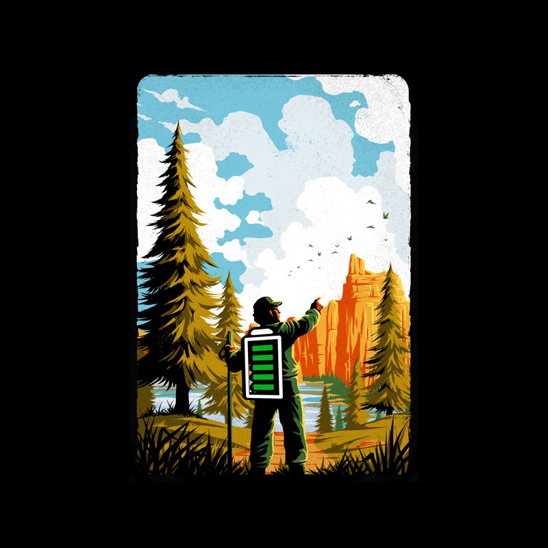 Hiking Recharging In Nature Outdoor Battery