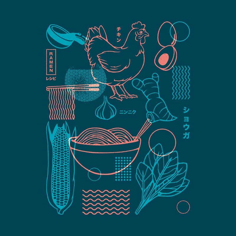 How To Do: Ramen Recipe Japanese Design Minimalist Blue