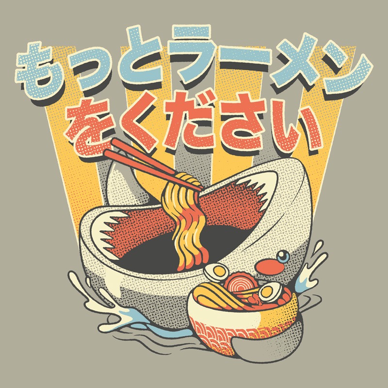 I Need More Ramen Funny Shark Gray
