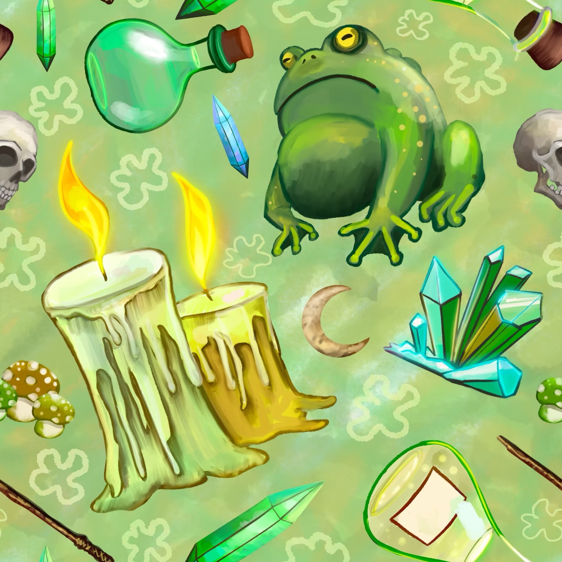 Potions and Frogs Repeating Pattern