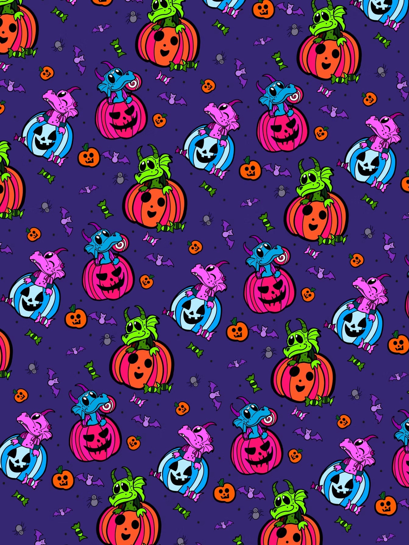 Pumpkin Dragons Repeating Patterns