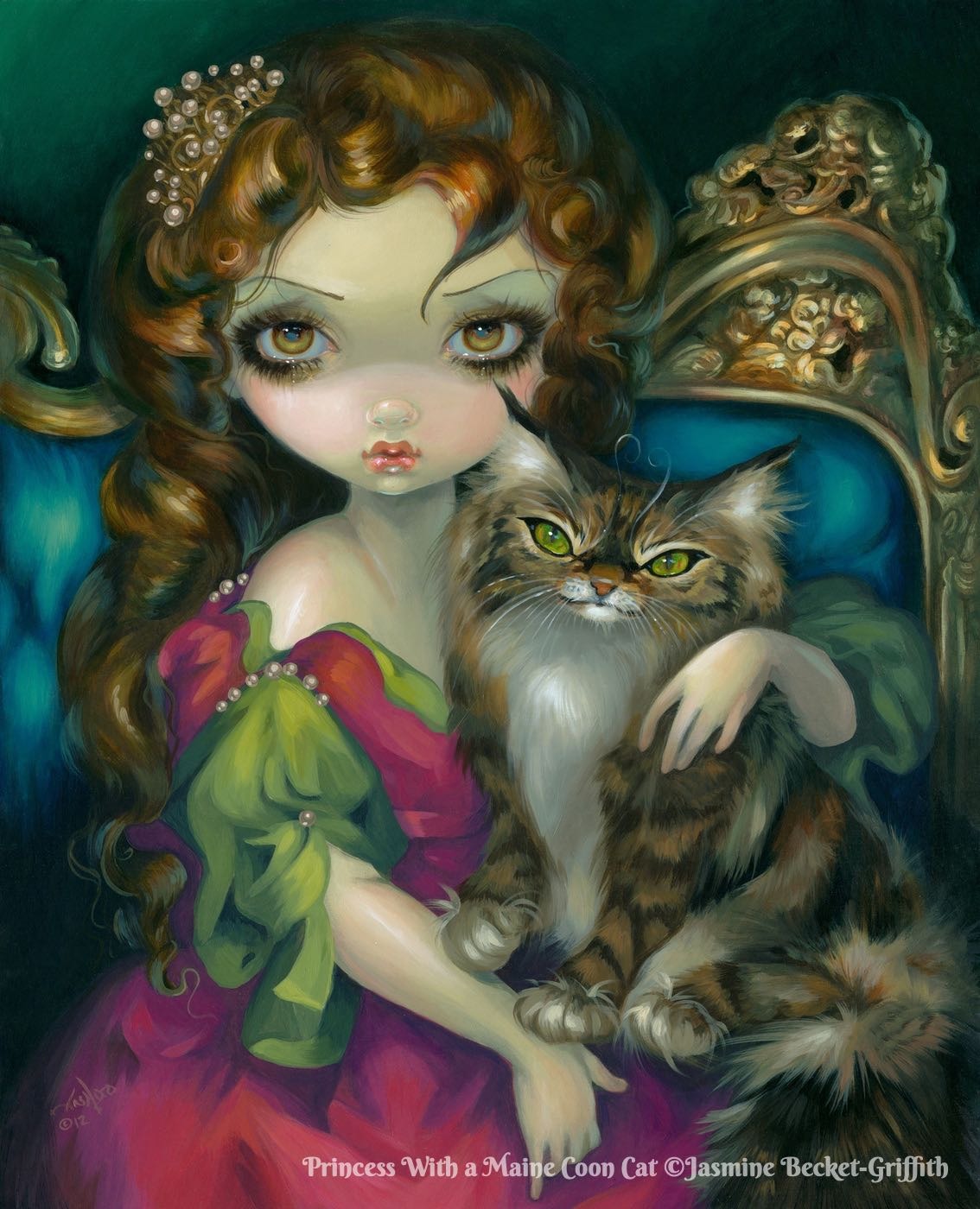 Princess With A Maine Coon Cat