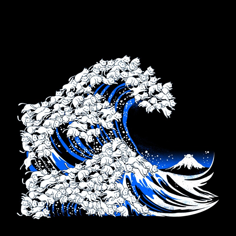 Kanagawa Cat Wave Black