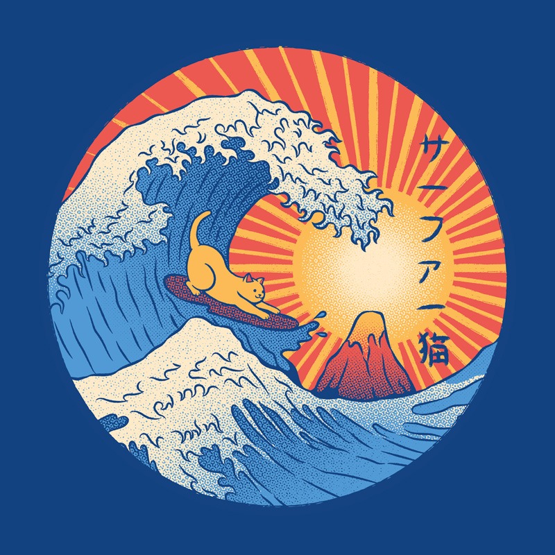 Kanagawa Wave Surfing Cat