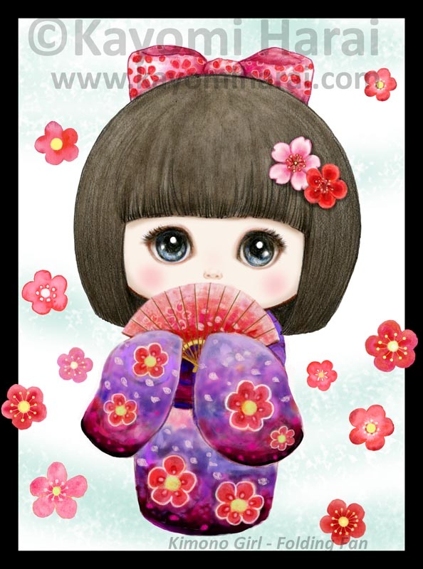 Kimono Girl Folding Fan