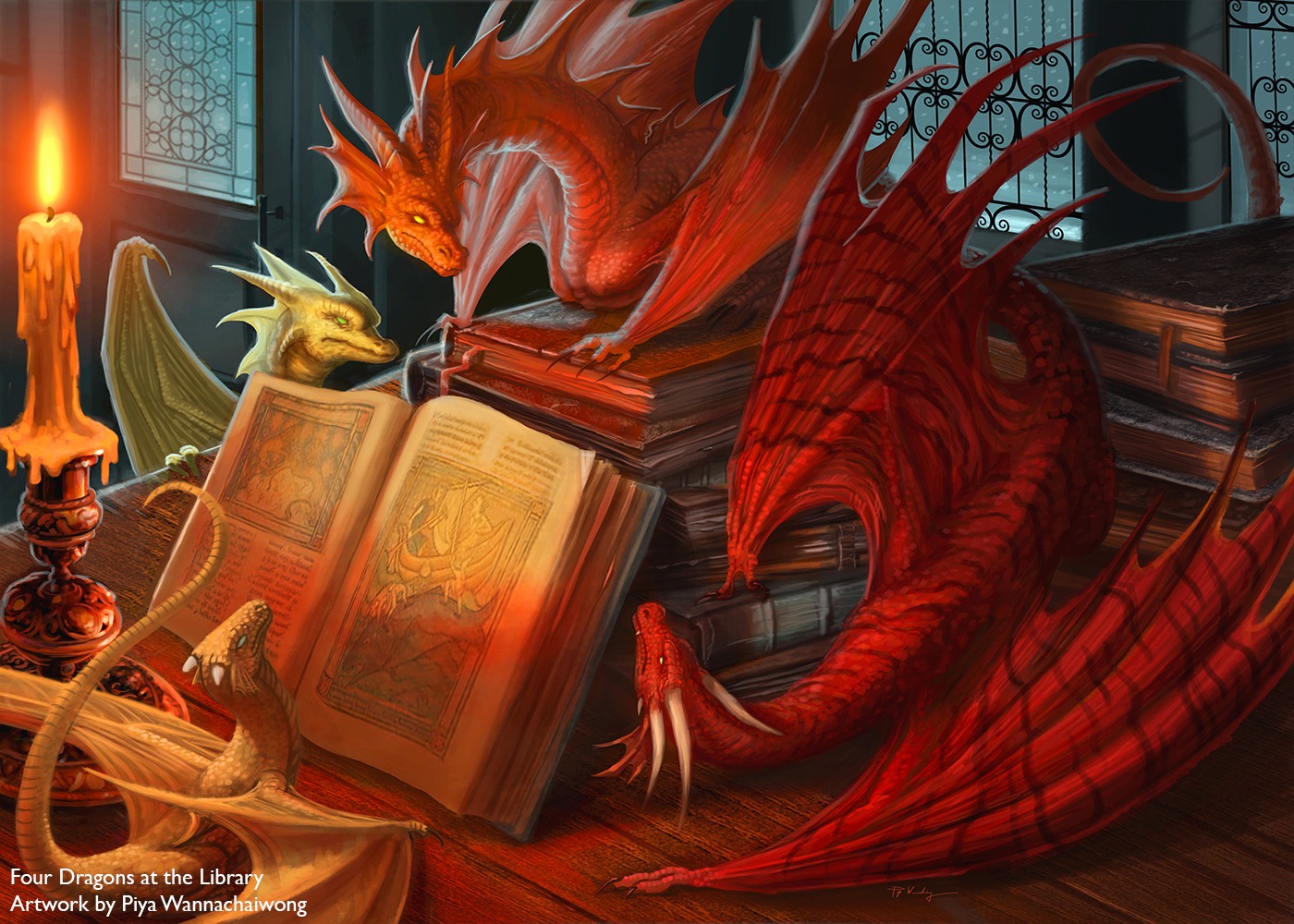 Four Dragons at the Library
