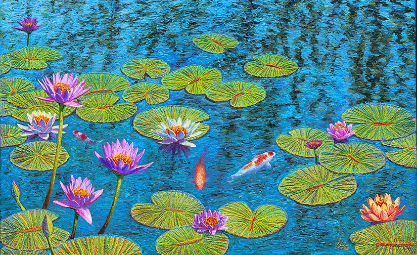 Lily Pond and 3 Koi
