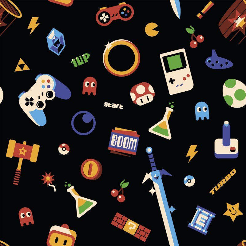 Love Gamer Vintage Pattern